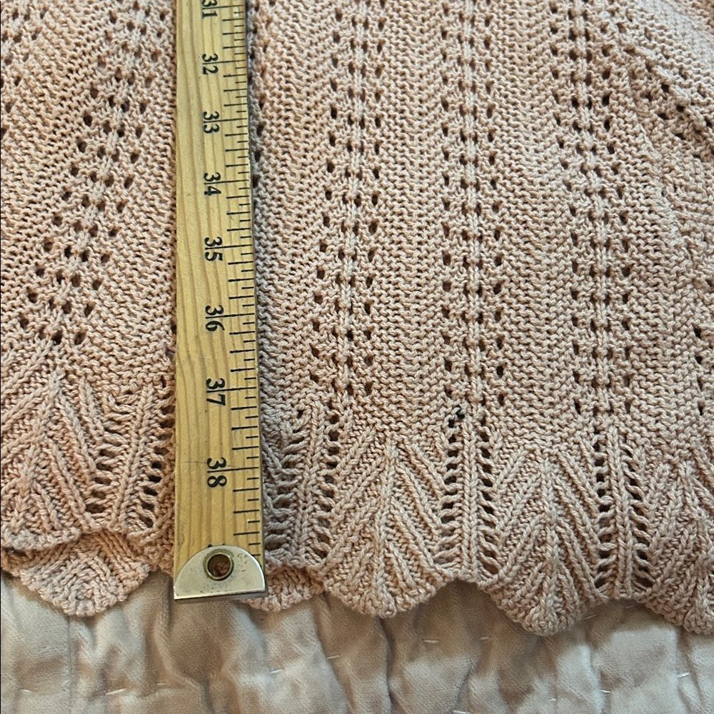 Freshman 1996 Peach Crochet Knit Ruffle Dress Sz Medium Cottagecore medium - Picture 7 of 9